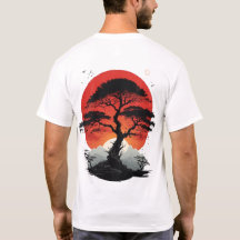 日本の盆栽 赤い太陽 美意識 グラフィックTシャツ