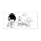 日本の着物少女のスクラップブック セルフインキングスタンプ (デザイン)