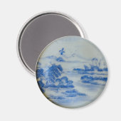 日本の磁器の村の風景と鳥 マグネット (正面/裏面)