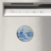 日本の磁器の村の風景と鳥 マグネット (インサイチュ (食洗機))