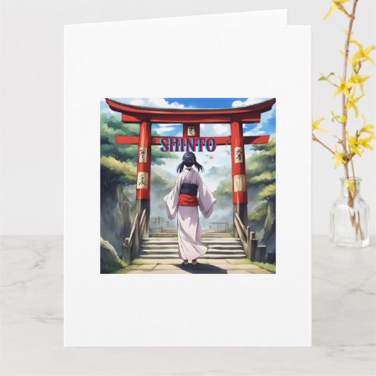 日本の神道 カード (黄色い花)