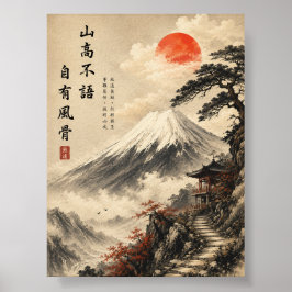 日本の禅の風景 山の静寂 ポスター
