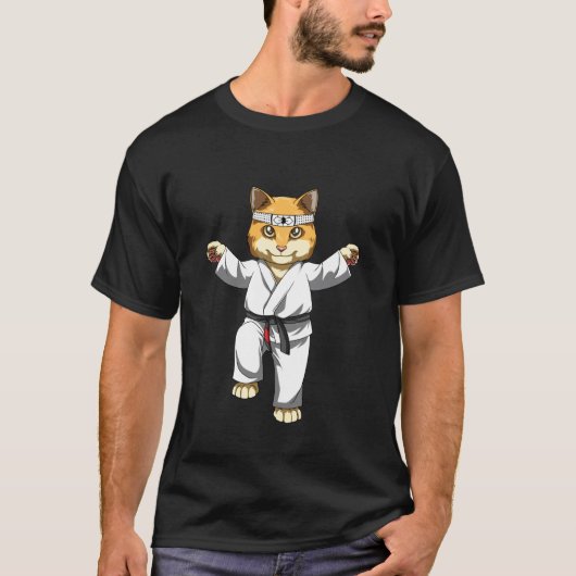日本の空手とKaretka猫 Tシャツ (正面)