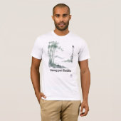 日本の竹の水彩アート Tシャツ (正面フル)