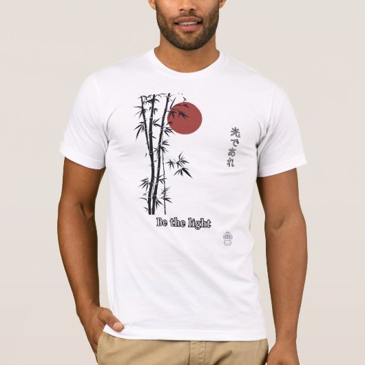 日本の竹 赤い太陽のミニマリストアート Tシャツ (正面)