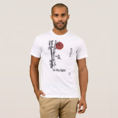 日本の竹 赤い太陽のミニマリストアート Tシャツ (正面フル)