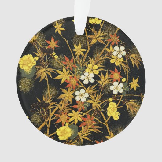 日本の紅葉 アンティーク植物画 オーナメント (正面)