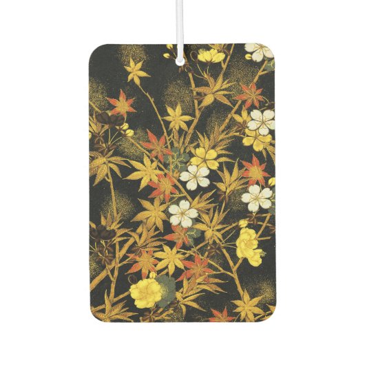 日本の紅葉 アンティーク植物画 カーエアーフレッシュナー (正面)