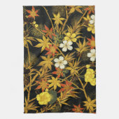 日本の紅葉 アンティーク植物画 キッチンタオル (縦)