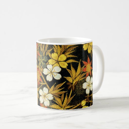 日本の紅葉 アンティーク植物画 コーヒーマグカップ (正面右)