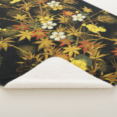 日本の紅葉 アンティーク植物画 シェルパブランケット (3/4)