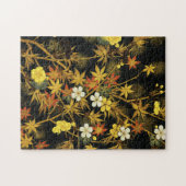 日本の紅葉 アンティーク植物画 ジグソーパズル (横)