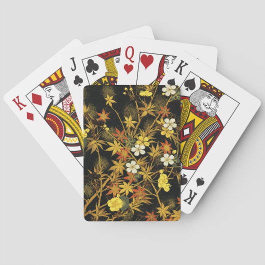 日本の紅葉 アンティーク植物画 トランプ (裏面)