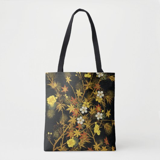 日本の紅葉 アンティーク植物画 トートバッグ (正面)