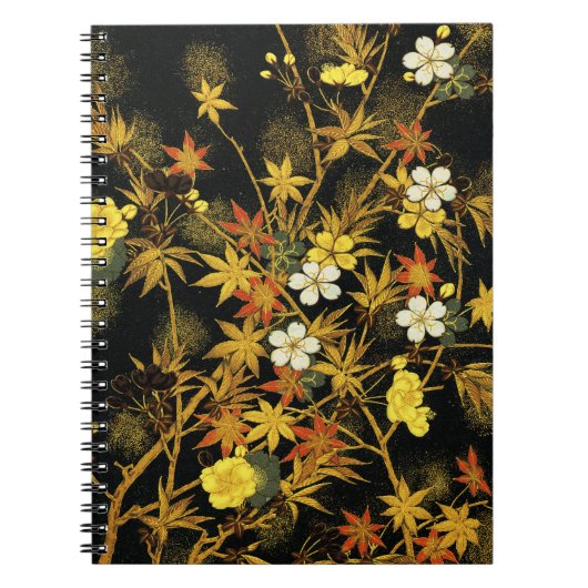 日本の紅葉 アンティーク植物画 ノートブック (正面)