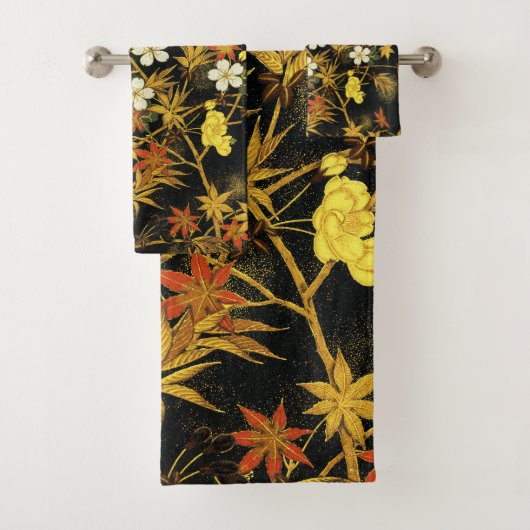 日本の紅葉 アンティーク植物画 バスタオルセット (インサイチュ)