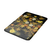 日本の紅葉 アンティーク植物画 バスマット (アングル)