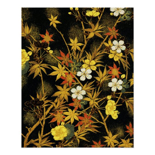 日本の紅葉 アンティーク植物画 ポスター (正面)