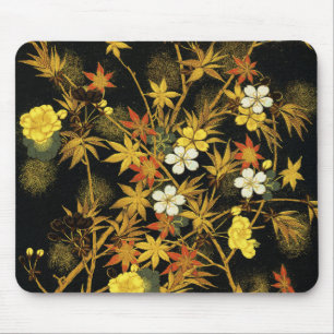 日本の紅葉 アンティーク植物画 マウスパッド