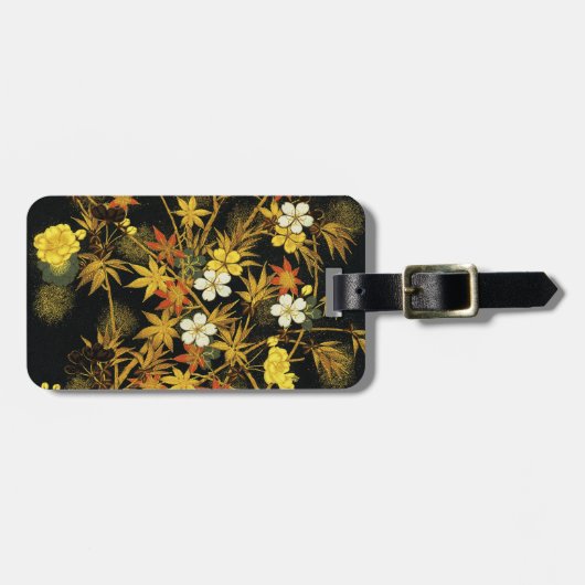 日本の紅葉 アンティーク植物画 ラゲッジタグ (正面横)