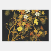 日本の紅葉 アンティーク植物画 ラッピングペーパーシート (正面2)