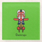 日本の素晴らし天狗の妖怪 ガラスコースター (正面)