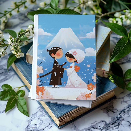 日本の結婚かわいい夫婦 招待状