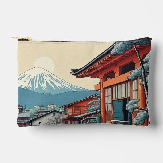日本の絵を描パウチバッグ アクセサリーポーチ (正面)