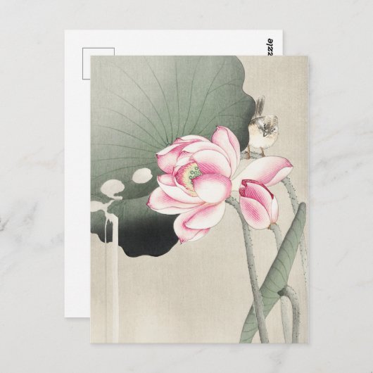 日本の絵を描s by大原小村,ヴィンテージ小原古邨の日本画 ポストカード (正面/裏面)