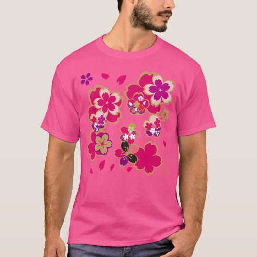 日本の美しいさくらんぼの花3 Tシャツ (正面)