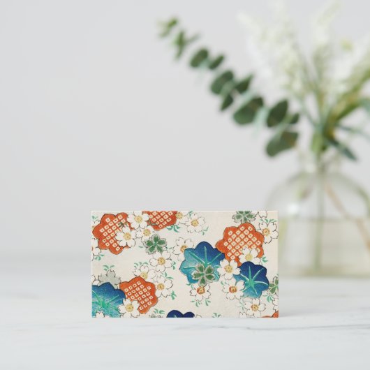 日本の美しいヴィンテージな花柄模様 名刺 (スタンド正面)