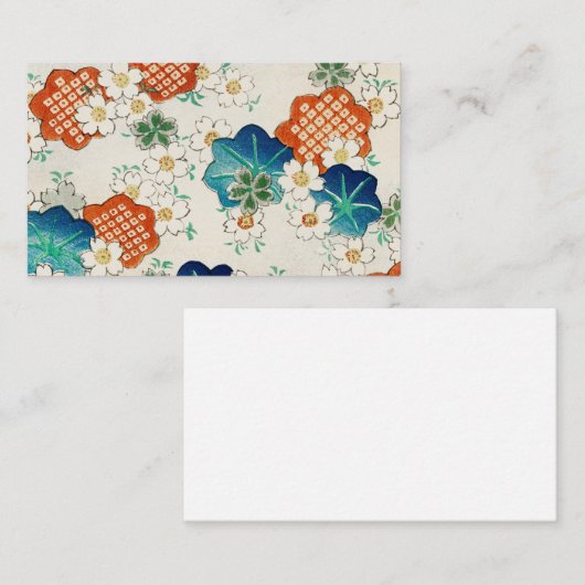 日本の美しいヴィンテージな花柄模様 名刺 (正面/裏面)