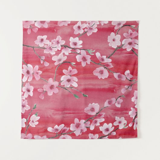 日本の美しい桜の花の水彩画パターン。 タペストリー (正面)