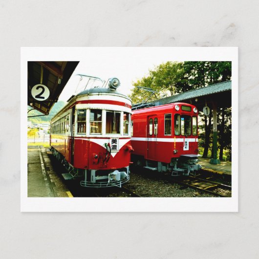 日本の美濃旧駅舎 ポストカード (正面)