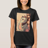 日本の美的かわいい猫ジャパン桜さくらんぼBl Tシャツ (正面)