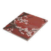 日本の美術スタイル 白い桜 赤 タイル (側面)