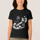 日本の美術愛好家のための優雅な浮世絵風ネコサッカー トライブレンドＴシャツ (正面)