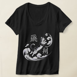 日本の美術愛好家のための優雅な浮世絵風ネコサッカー Tシャツ