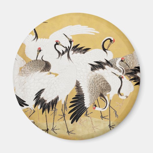 日本の群れの鶴 ヴィンテージ 鳥 豊かな クラシック マグネット (正面)
