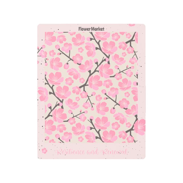 日本の肯定とやる気を起こさせる花 メタルプリント (正面)