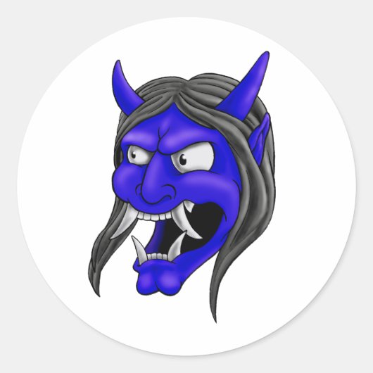 日本の般若マスク ラウンドシール (正面)