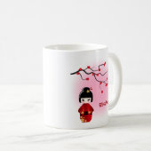 日本の花のこけし人形 コーヒーマグカップ (正面右)