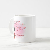 日本の花のこけし人形 コーヒーマグカップ (正面左)