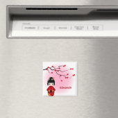 日本の花のこけし人形 マグネット (インサイチュ (食洗機))