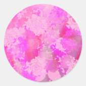 日本の花のピンクのパターン ラウンドシール (正面)