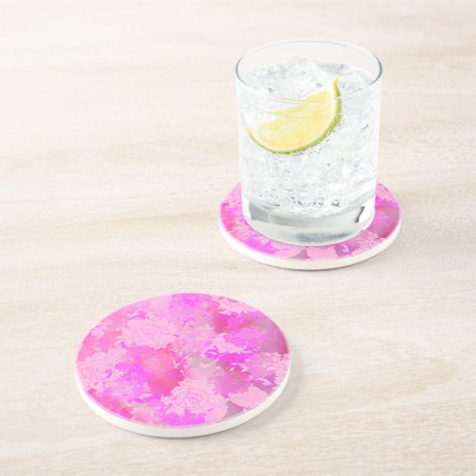 日本の花のピンクの模様 コースター (側面)