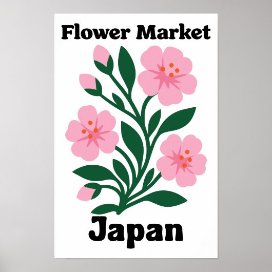 日本の花市場 ピンクの桜 ポスター (正面)