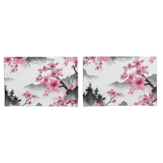 日本の花景色デザイン 枕カバー (フロントセット)