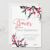 日本の花枝 フローラル ベイビー シャワー 招待状 (正面)