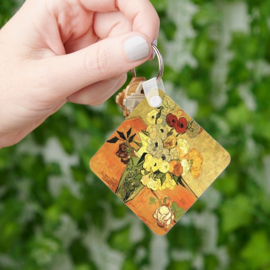 日本の花瓶、バラ、アネモネスby Vincent van ゴッホ キーホルダー (手)